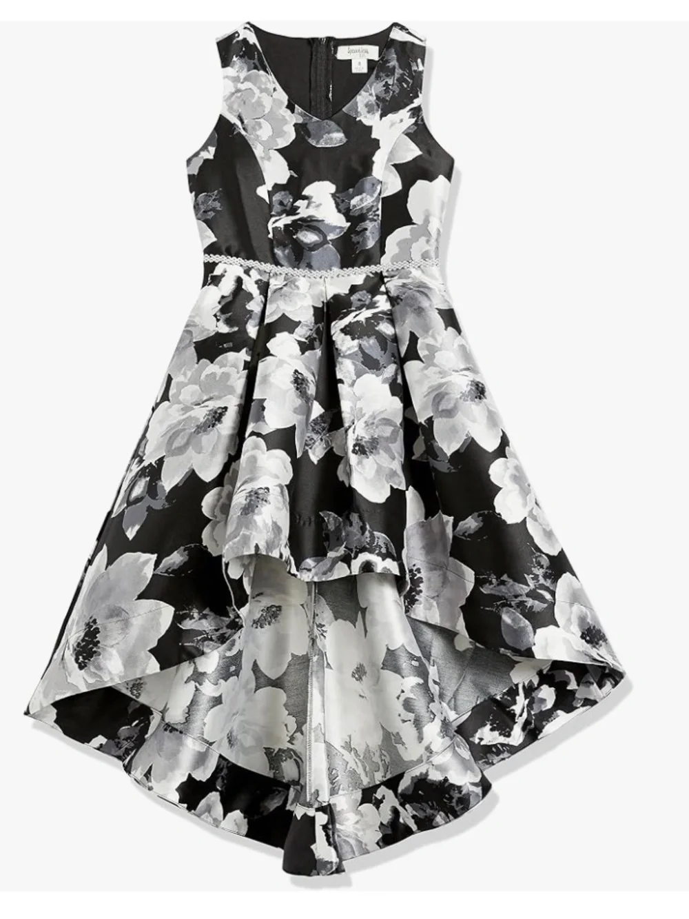 Speechless Girl’s  SZ 10 Sleeveless Taffeta Hi-lowBlack/White Floral Dress